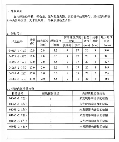 脚扣检验报告